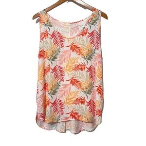 Ann Taylor Loft Outlet Tank Top Leaf Pattern Lightweight Womens L Summer